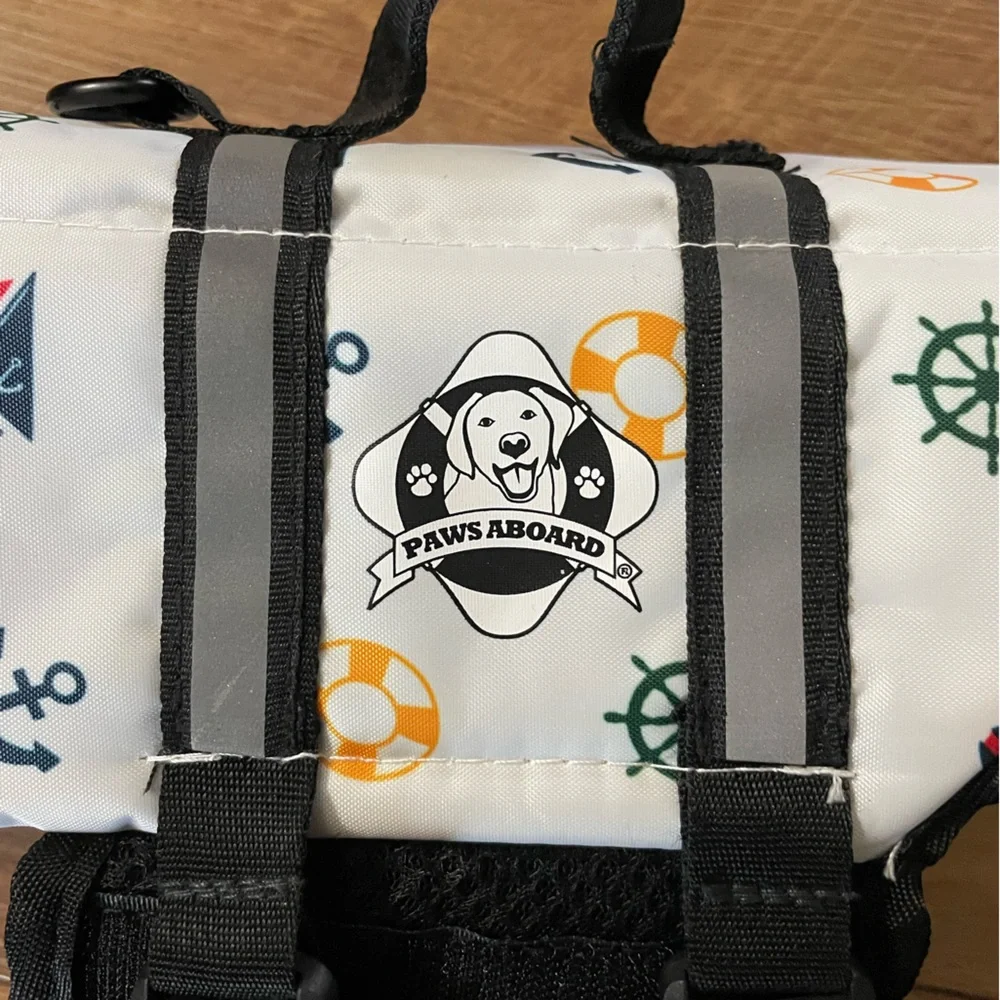 Paws Aboard White Nautical Dog Life Jacket XS